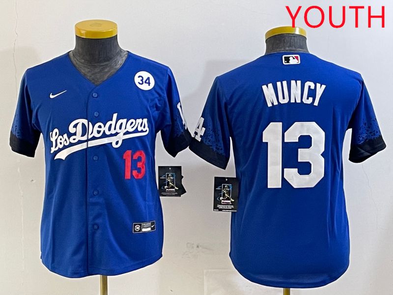 Youth Los Angeles Dodgers #13 Muncy Blue City Edition 2025 Nike MLB Jersey style 7